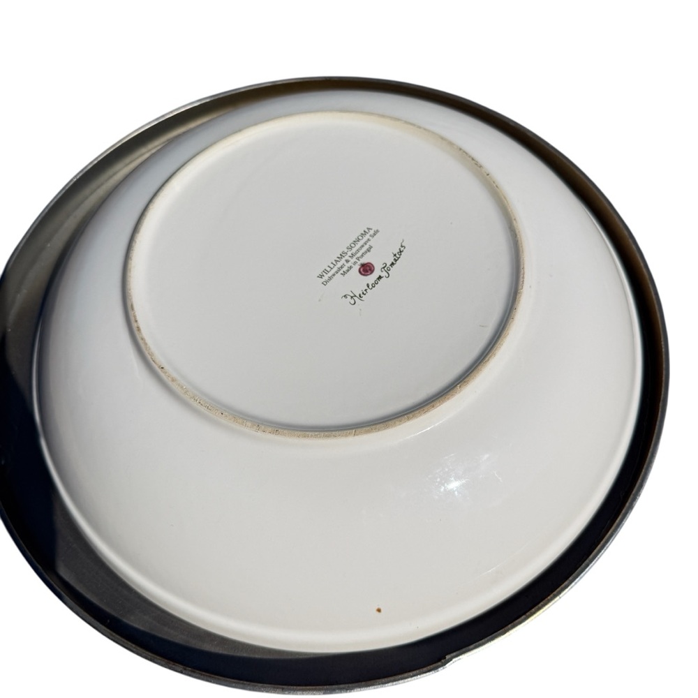 Williams Sonoma Heirloom Tomatoes Large Pasta Serving Bowl 13” Round Green Rim - Picture 7 of 8